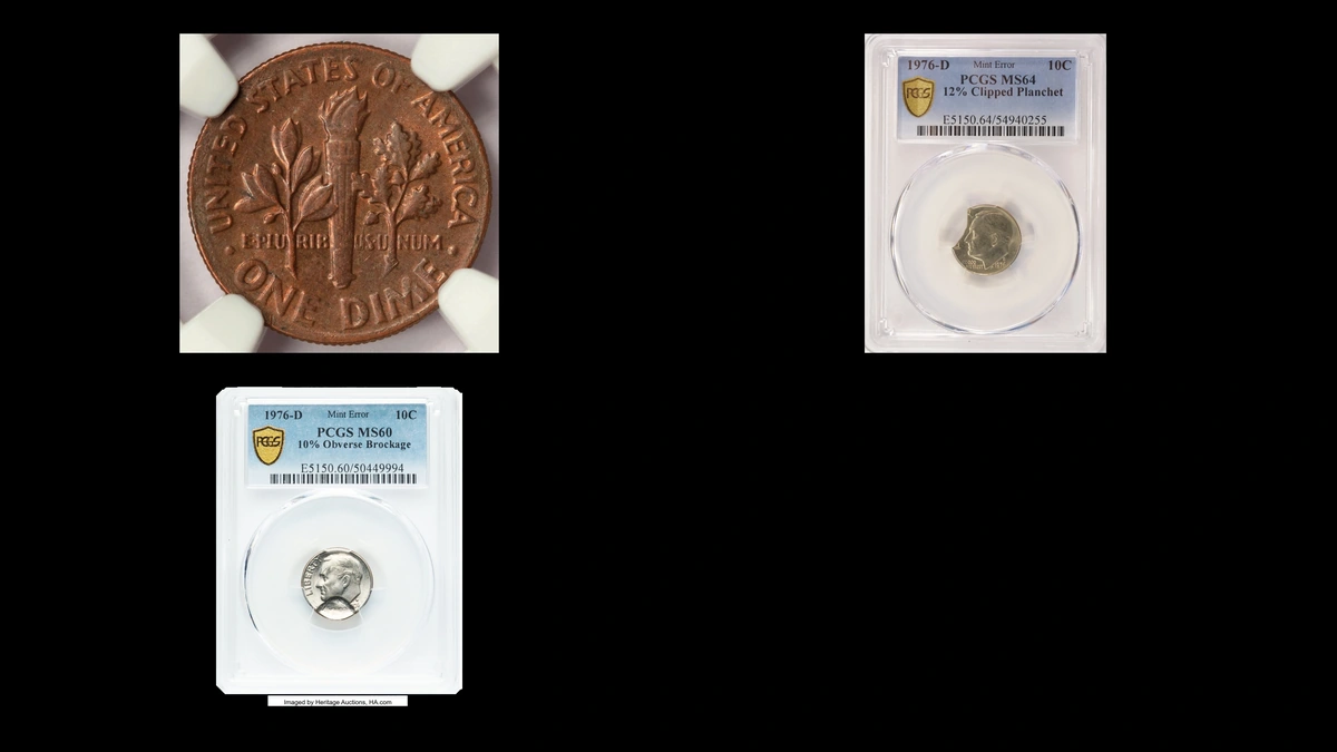 1976 Dime Errors — error coin photographs