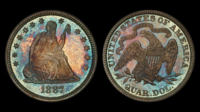 1887 Liberty Seated Quarter, obverse and reverse