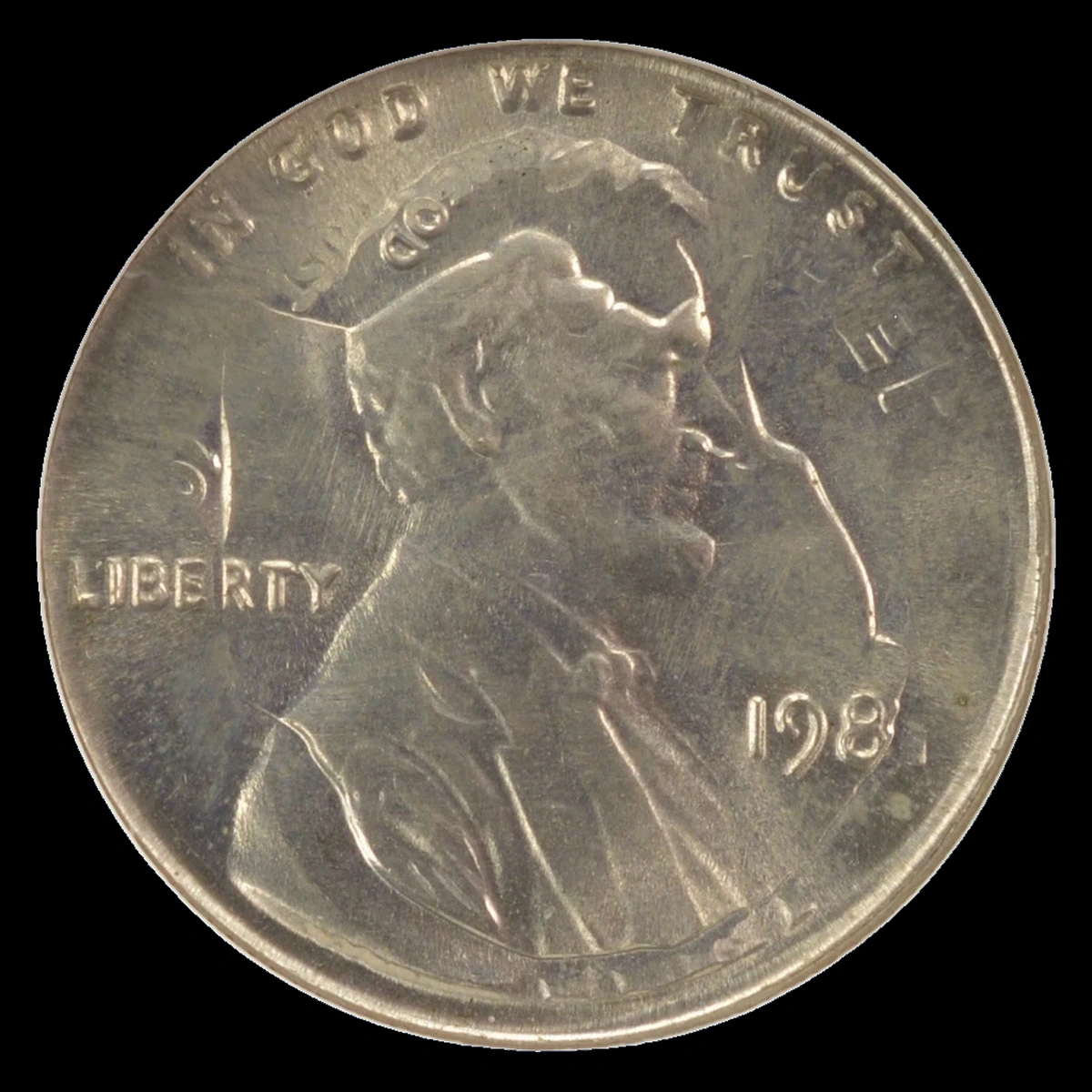 1981 Roosevelt Dime: dime overstruck by a Lincoln cent