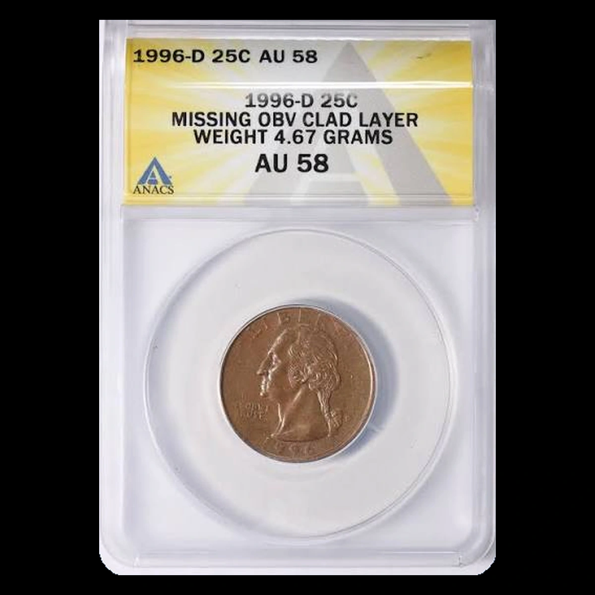 1996 Washington Quarter: Missing Clad