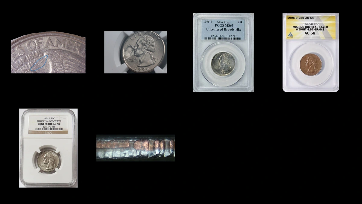 1996 Quarter Errors — error coin photographs
