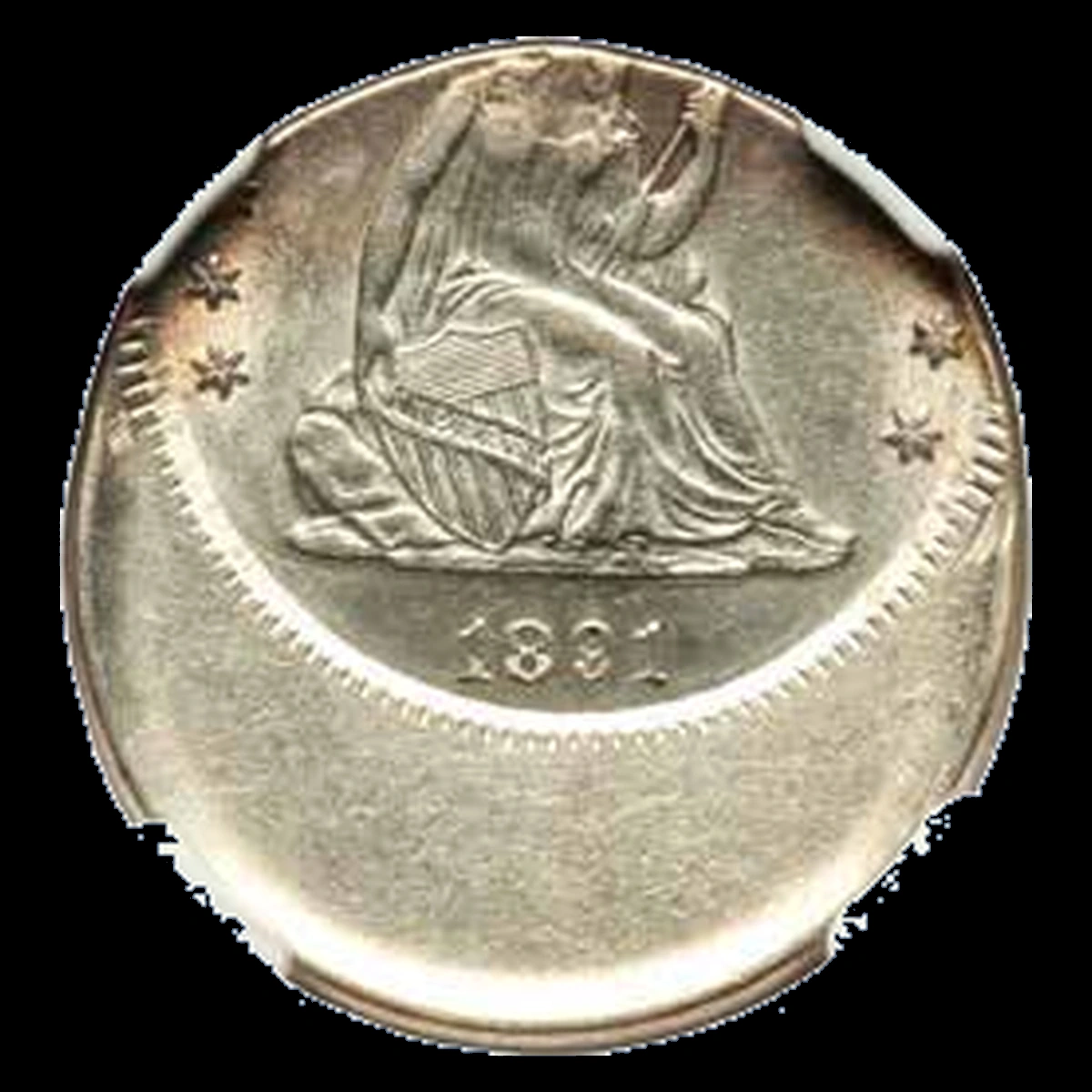 1891 Liberty Seated Quarter: off-center strike