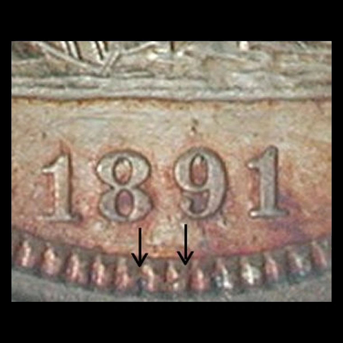 1891 Liberty Seated Quarter: Misplaced Date