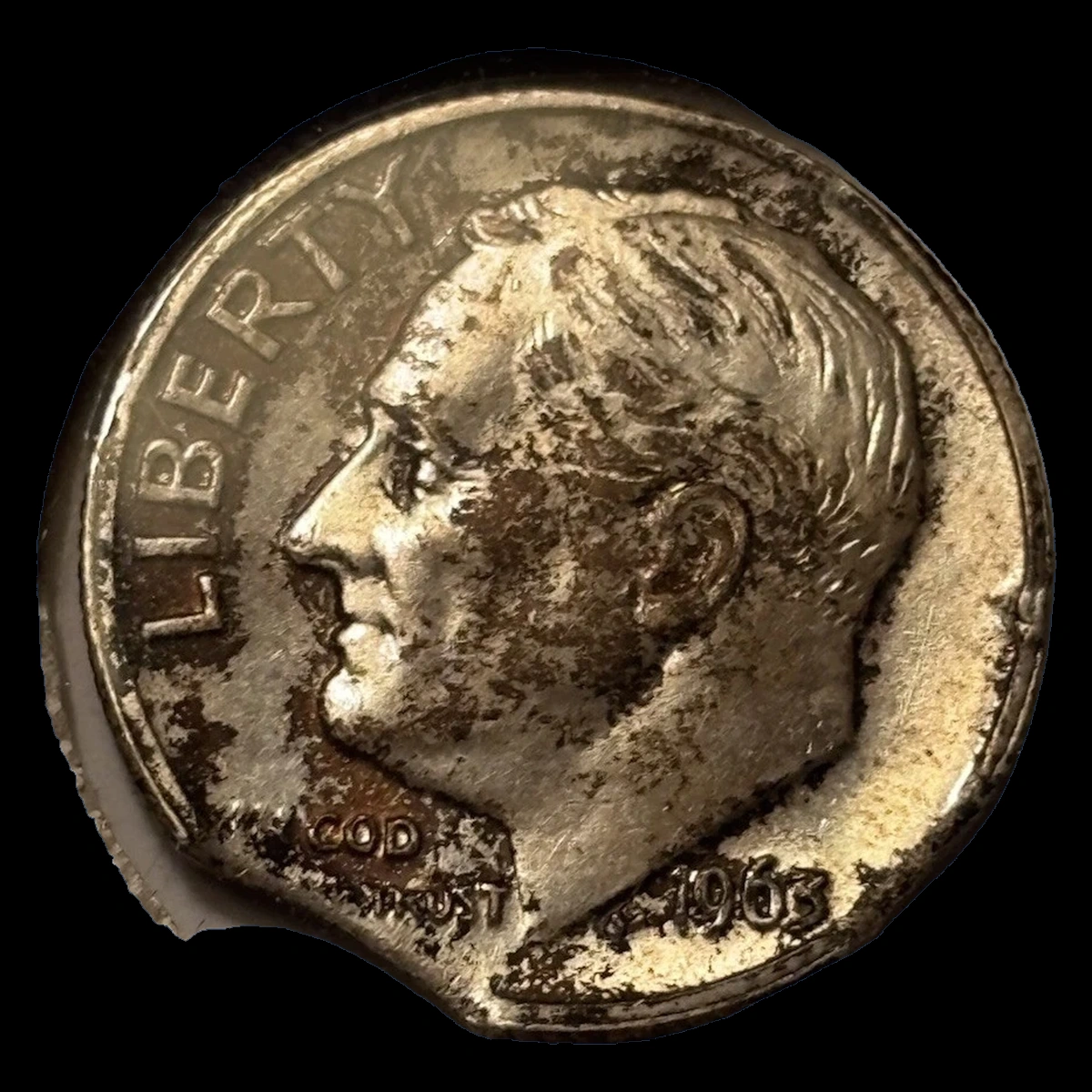1963 Roosevelt Dime: Double Curved Clips