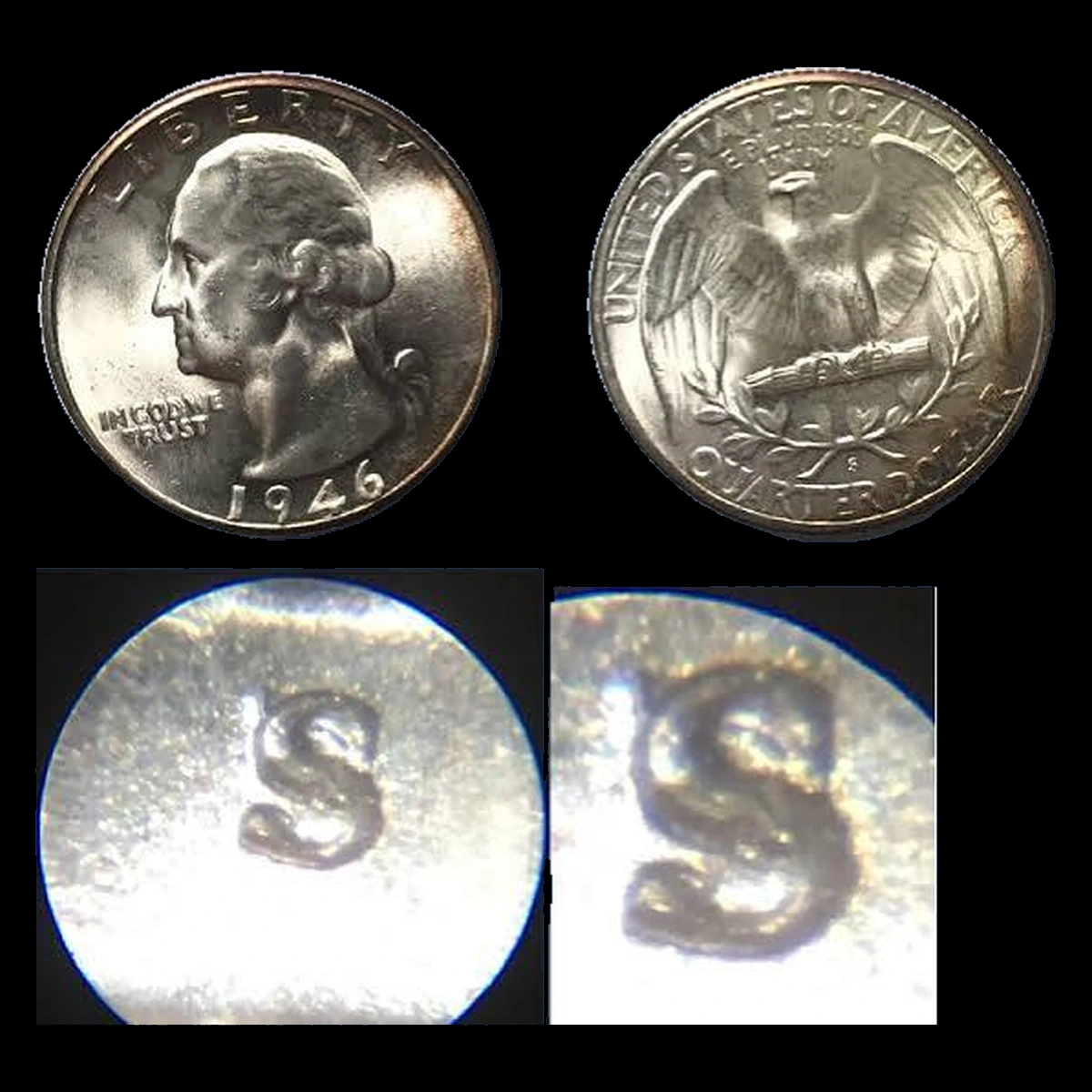1946 Washington Quarter: Repunched Mintmark