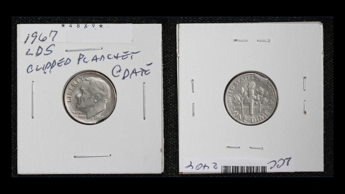 1967 Roosevelt Dime: Clipped Planchet