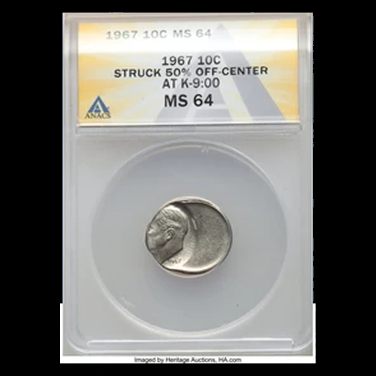 1967 Roosevelt Dime: Off-Center Strike