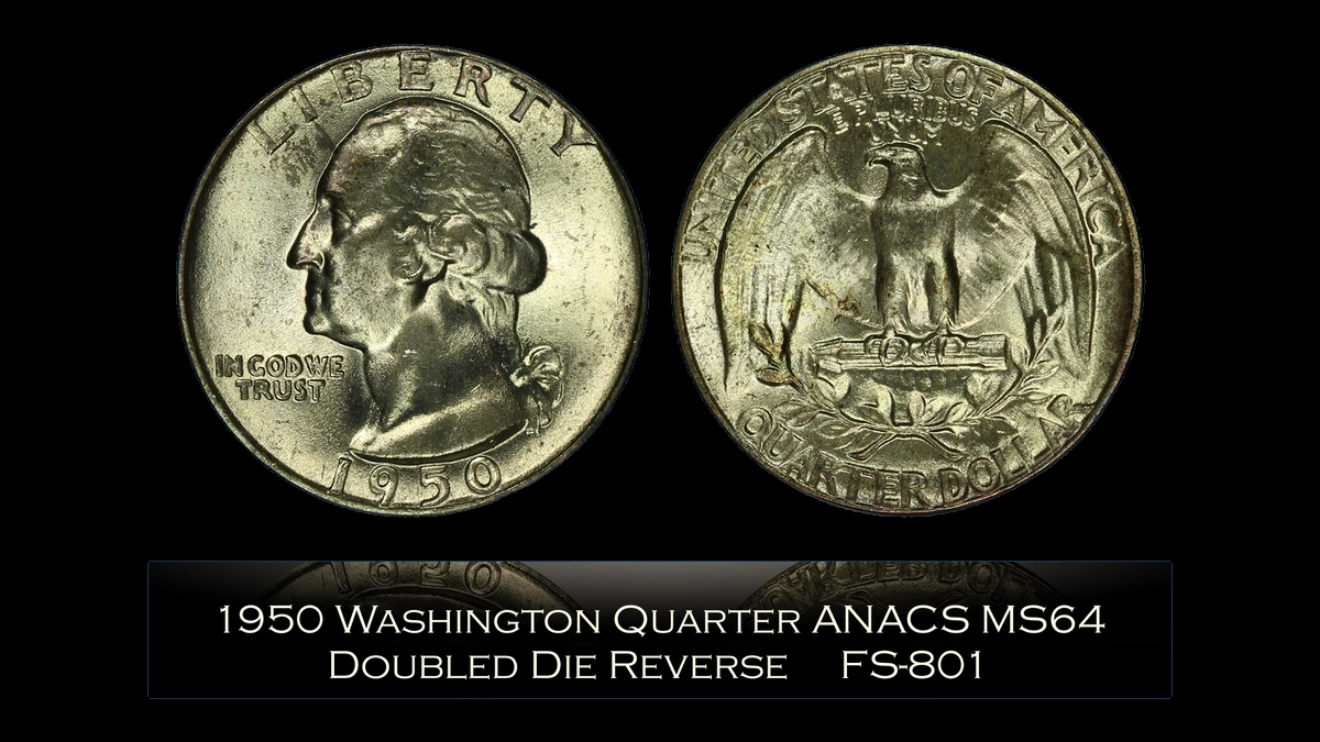 1950 Washington Quarter: Doubled Die Reverse