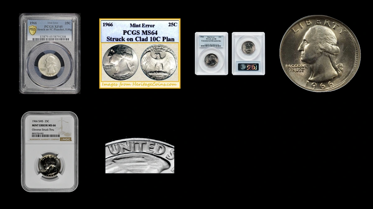 1966 Quarter Errors — error coin photographs