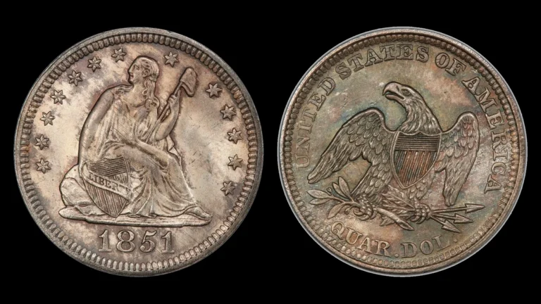 1851 Liberty Seated Quarter, obverse and reverse