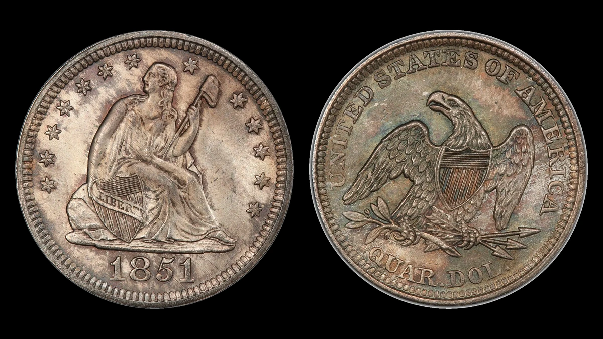 1851 Liberty Seated Quarter, obverse and reverse