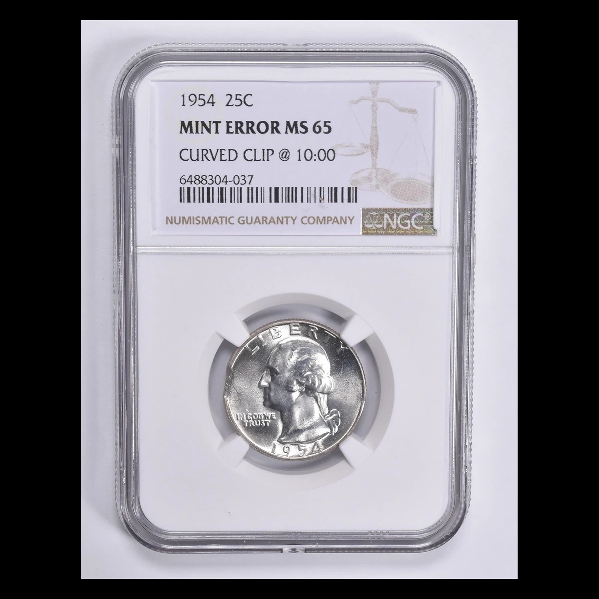 1954 Washington Quarter: Clipped Planchet