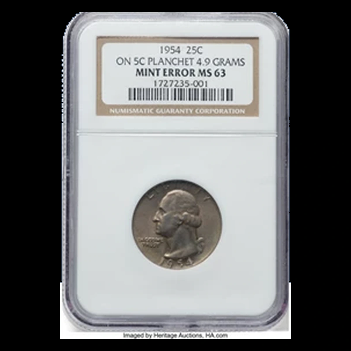 1954 Washington Quarter: Struck on a Nickel Planchet