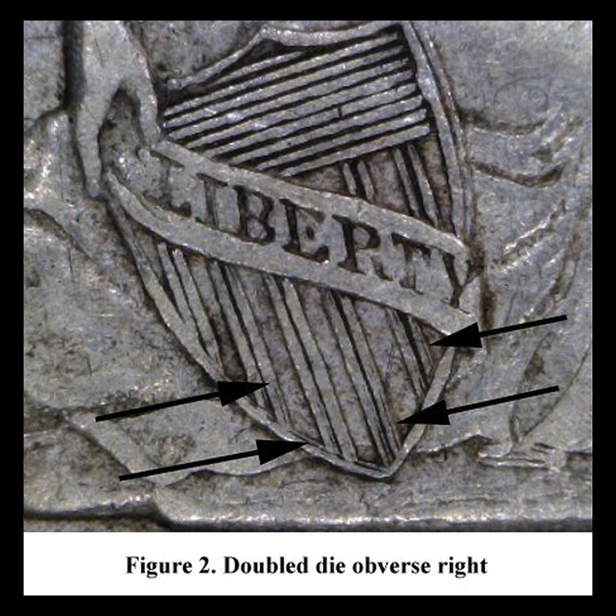 1855 Liberty Seated Quarter: Doubled Die Obverse
