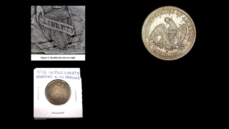1855 Quarter Errors — error coin photographs