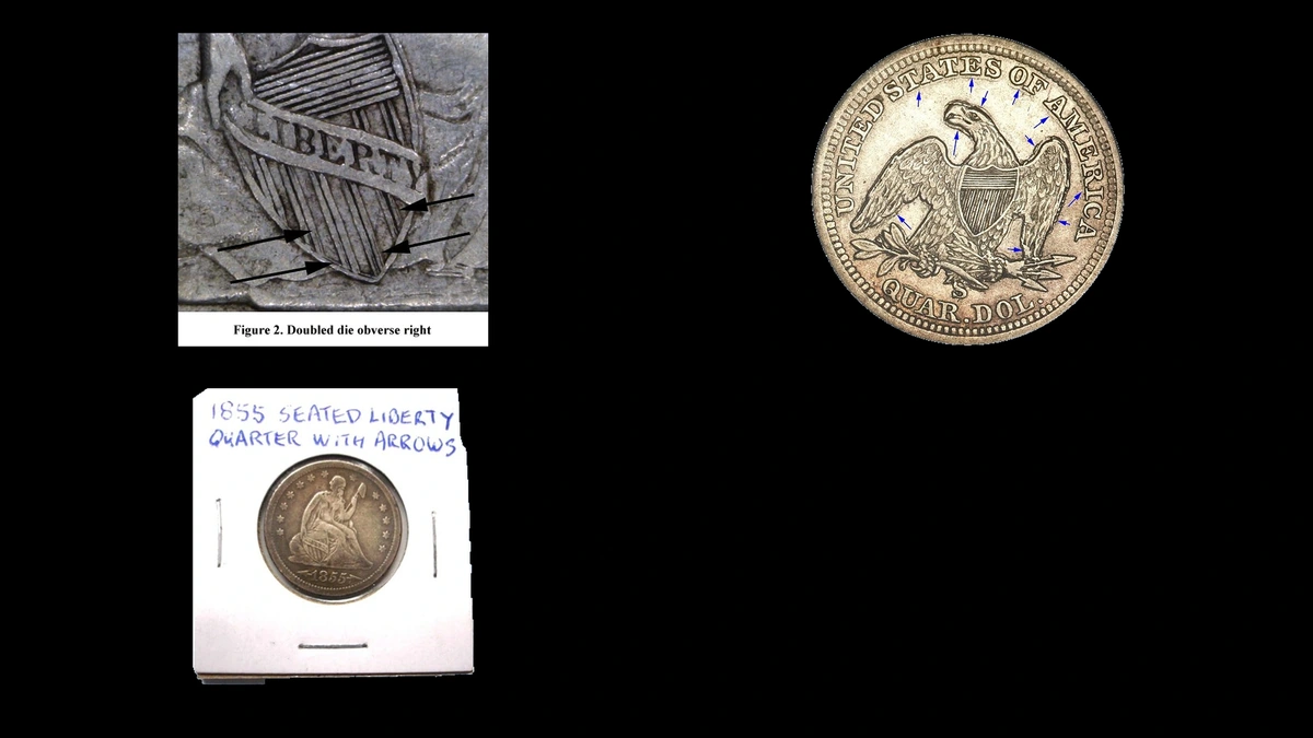 1855 Quarter Errors — error coin photographs
