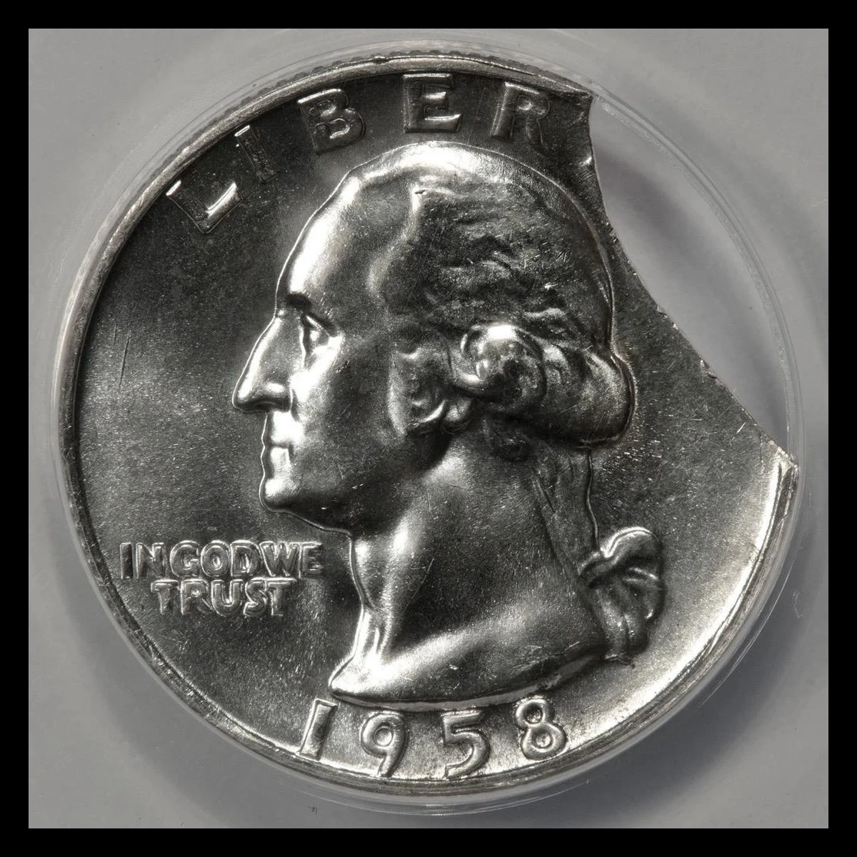 1958 Washington Quarter: Clipped Planchet