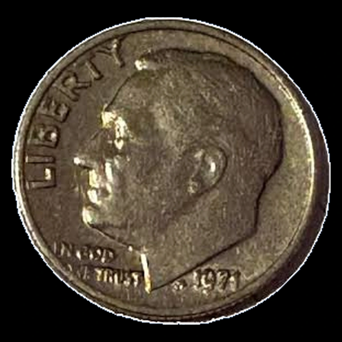 1971 Roosevelt Dime: Die Crack