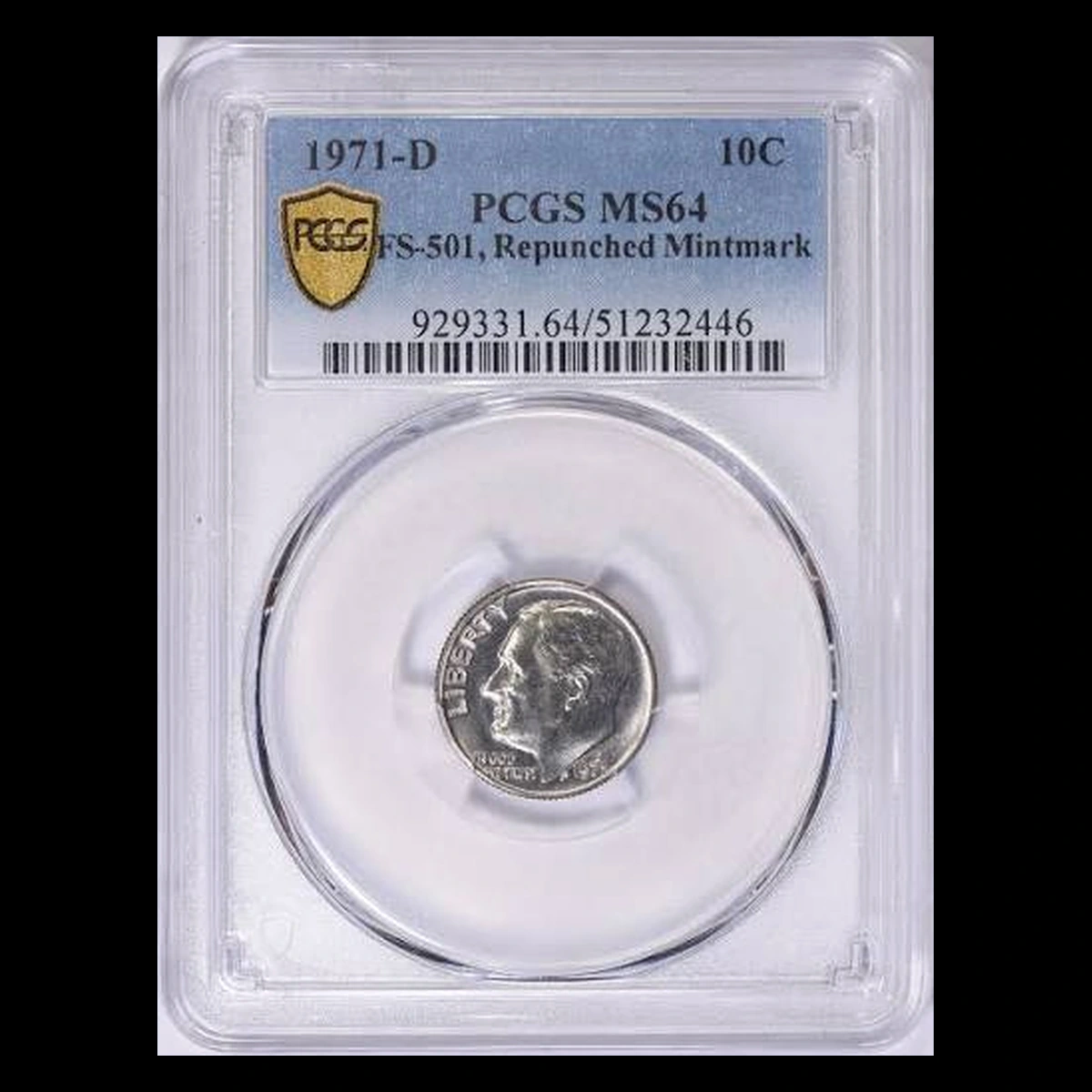 1971 Roosevelt Dime: Repunched Mintmark