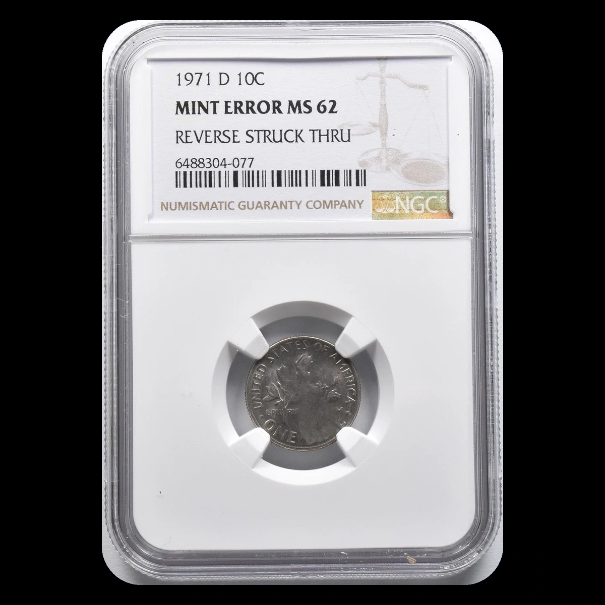 1971 Roosevelt Dime: Struck-Through Error