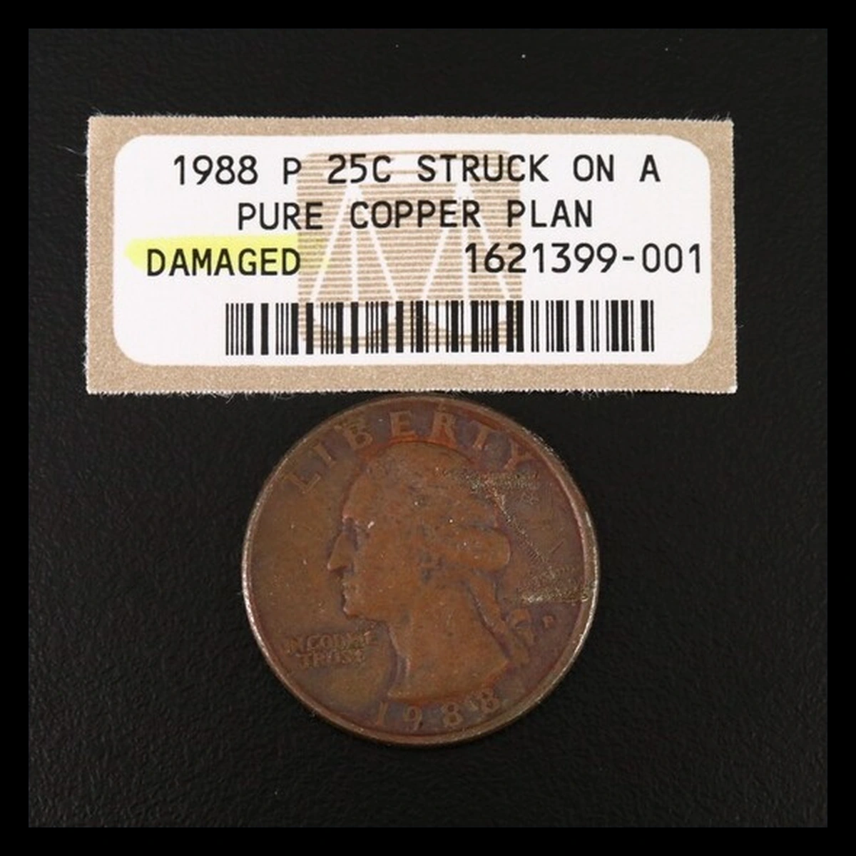 1988 Washington Quarter: Wrong Planchet / Off-Metal Strike