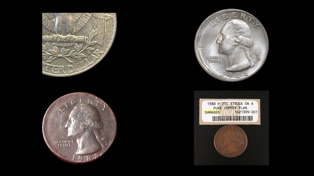 1988 Quarter Errors — error coin photographs