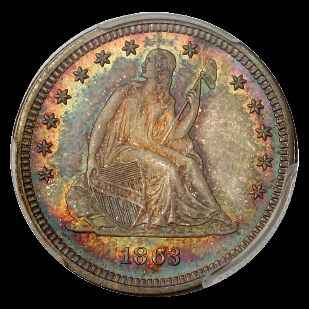 1863 Liberty Seated Quarter: Repunched Date