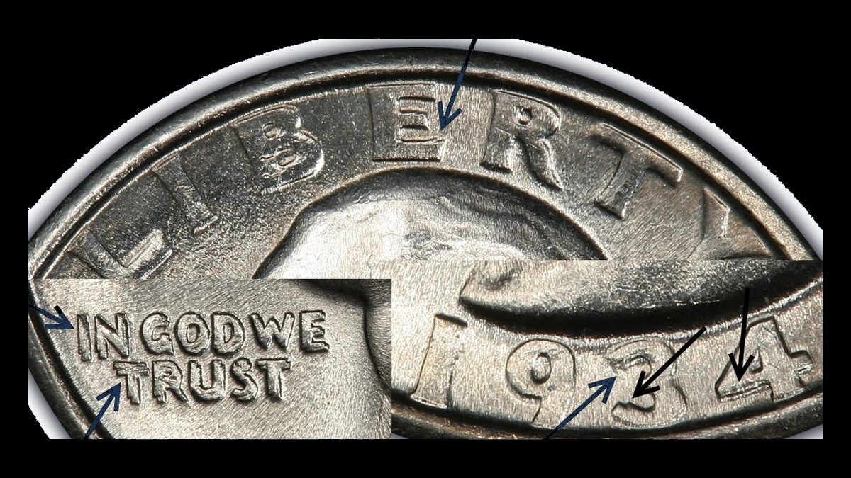 1934 Washington Quarter: Doubled Die Obverse