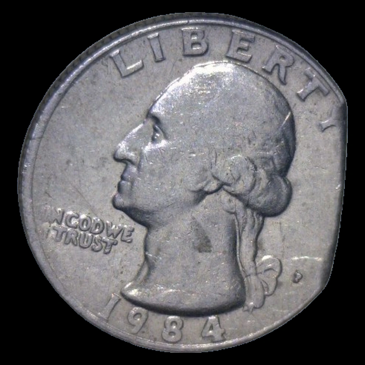 1984 Washington Quarter: Clipped Planchet
