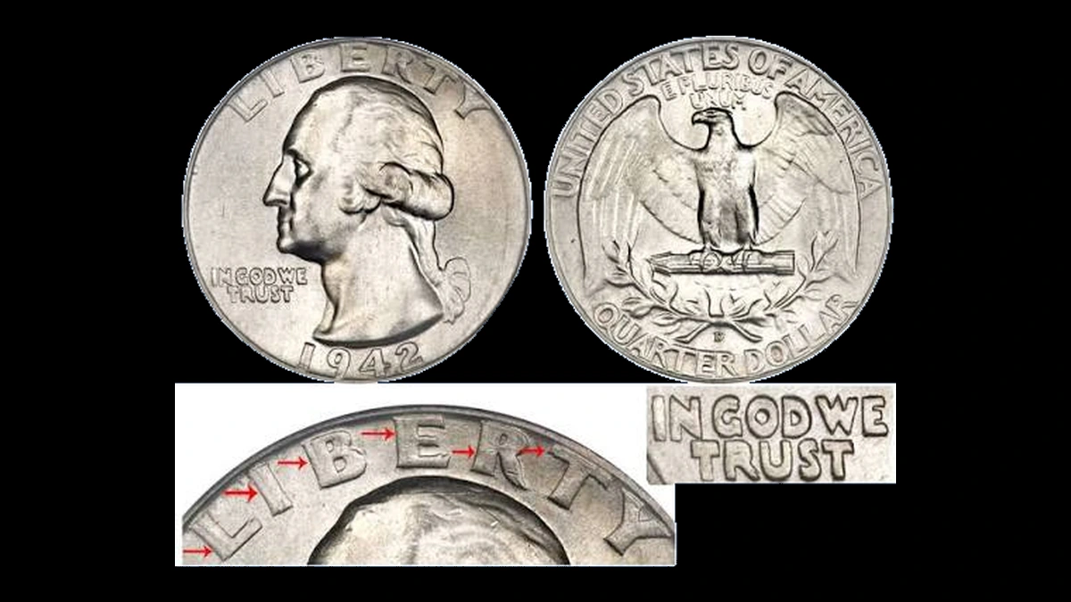 1942 Washington Quarter: Doubled Die Obverse