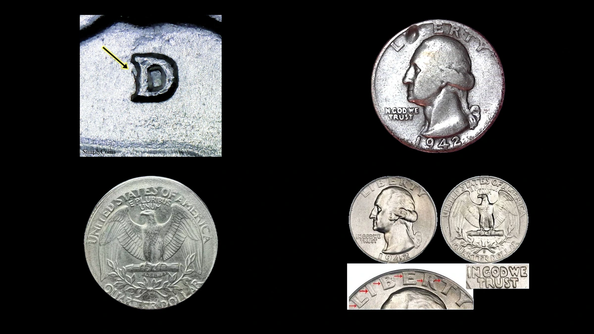 1942 Quarter Errors — error coin photographs