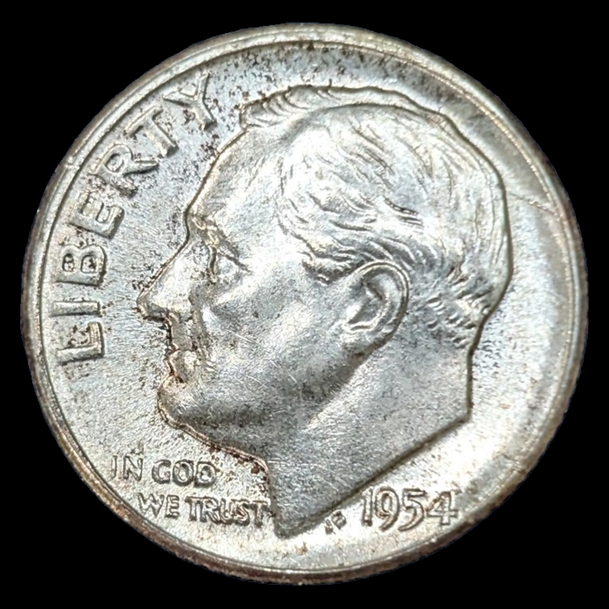 1954 Roosevelt Dime: Die Cracks / Spike Head