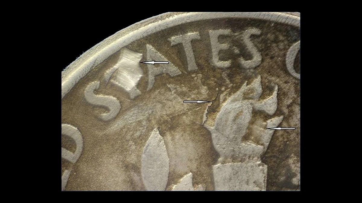 1954 Roosevelt Dime: Lamination
