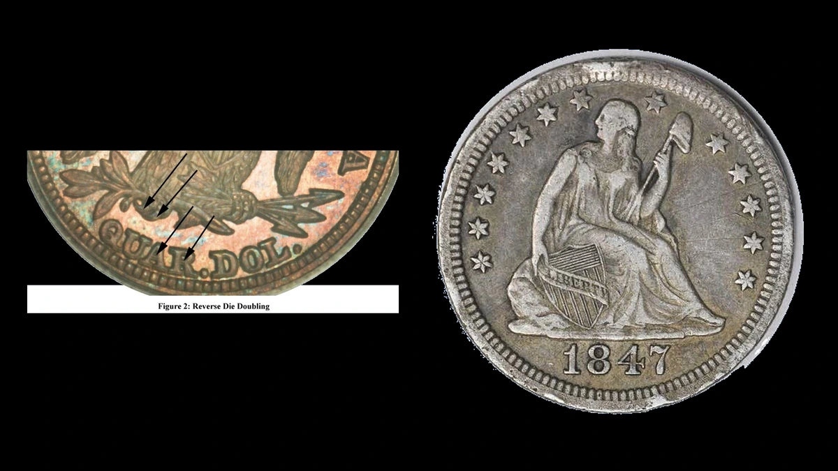 1847 Quarter Errors — error coin photographs