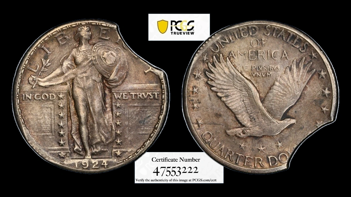 1924 Standing Liberty Quarter: Clipped Planchet