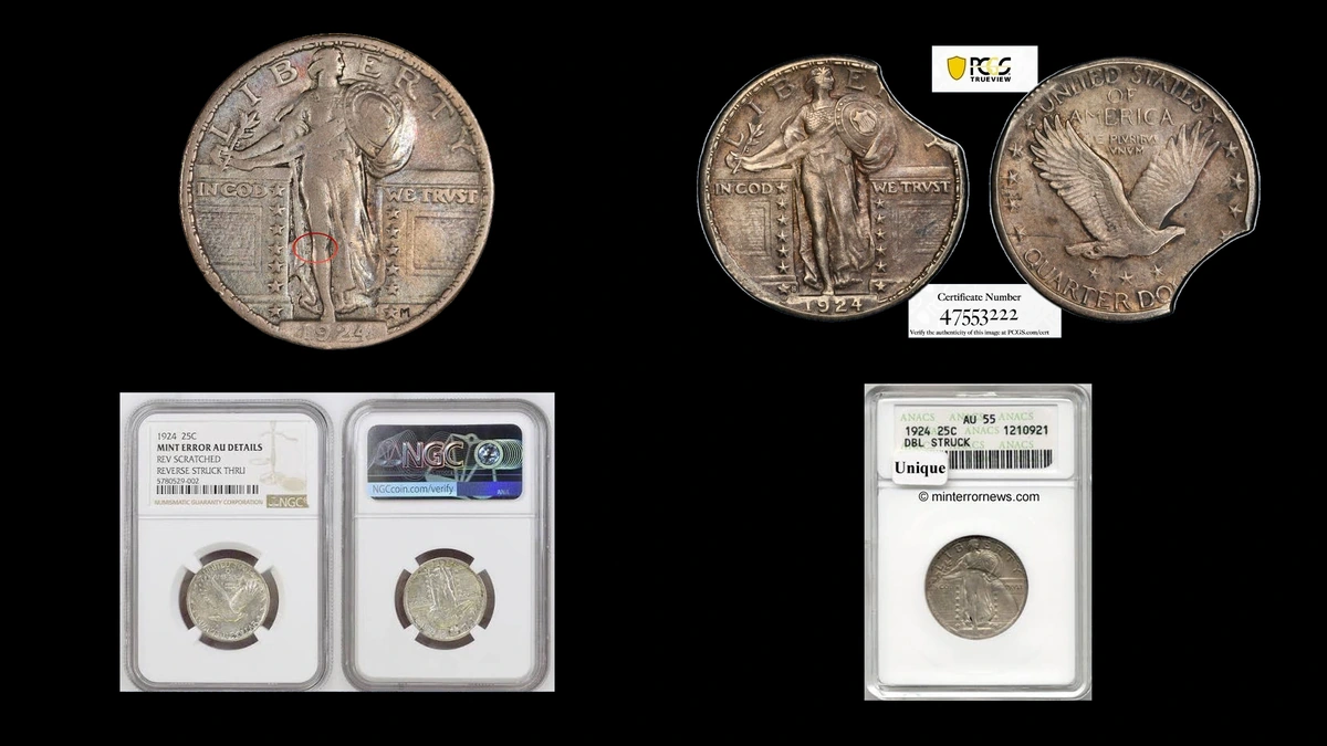 1924 Quarter Errors — error coin photographs
