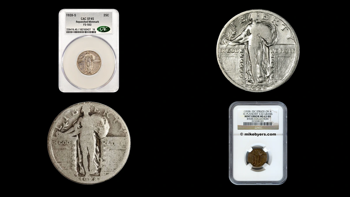 1928 Quarter Errors — error coin photographs