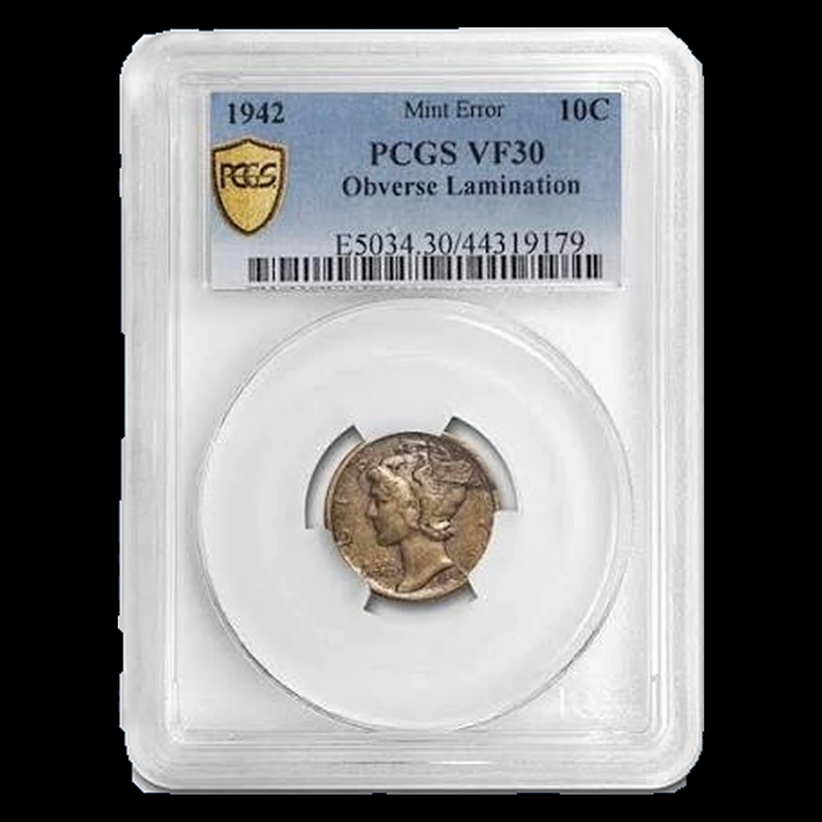 1942 Mercury Dime: obverse lamination