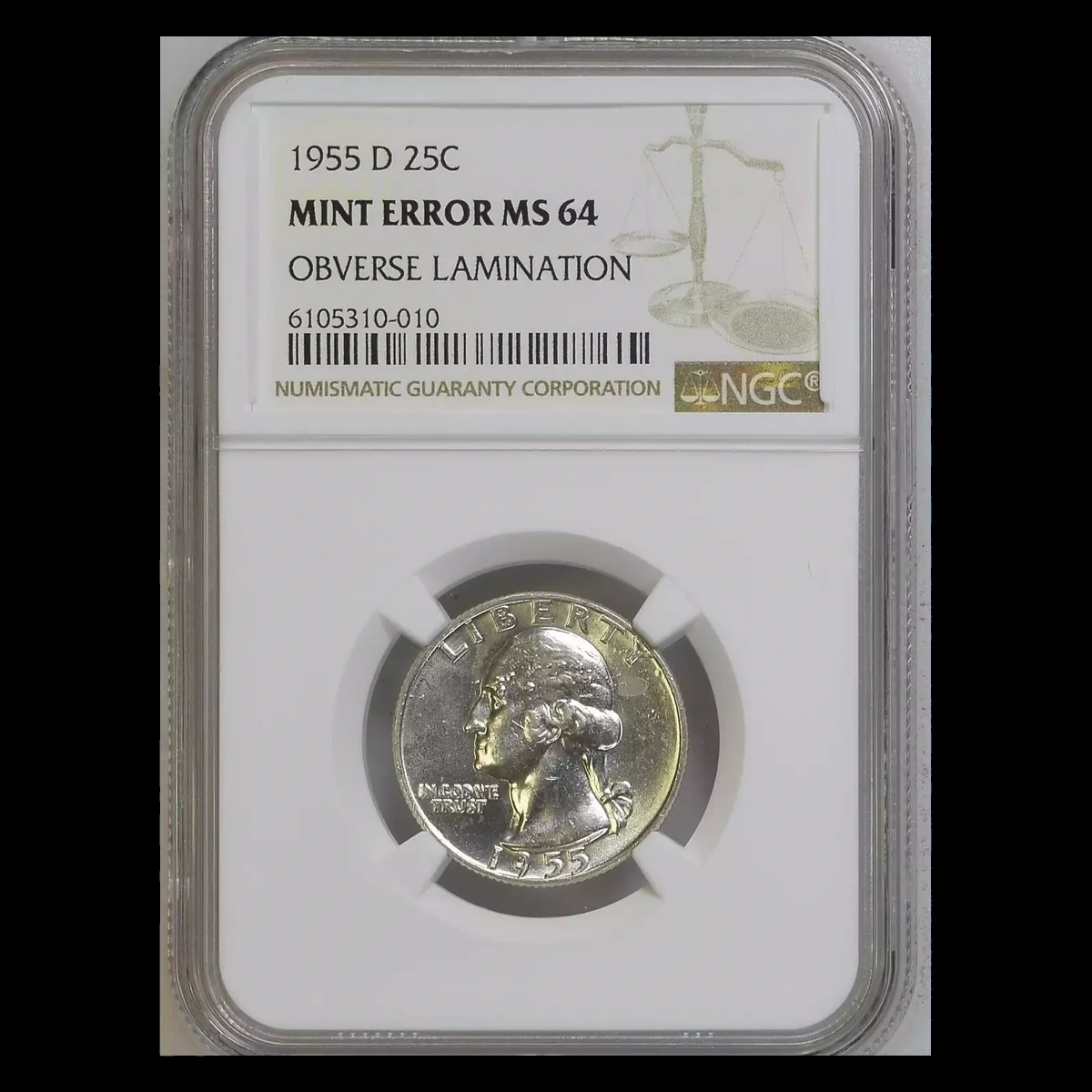 1955 Washington Quarter: Lamination