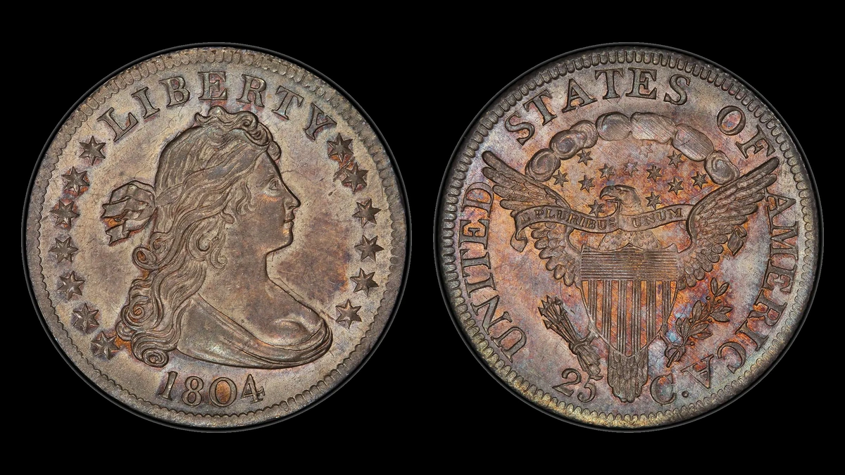 1804 Draped Bust Quarter, obverse and reverse