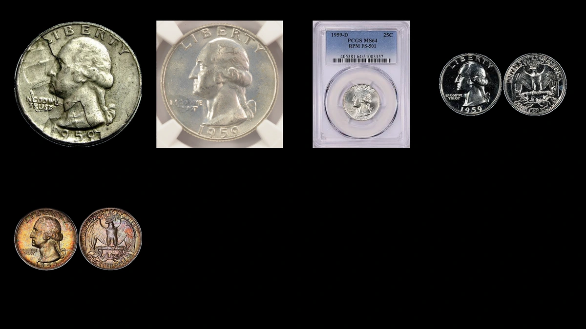 1959 Quarter Errors — error coin photographs