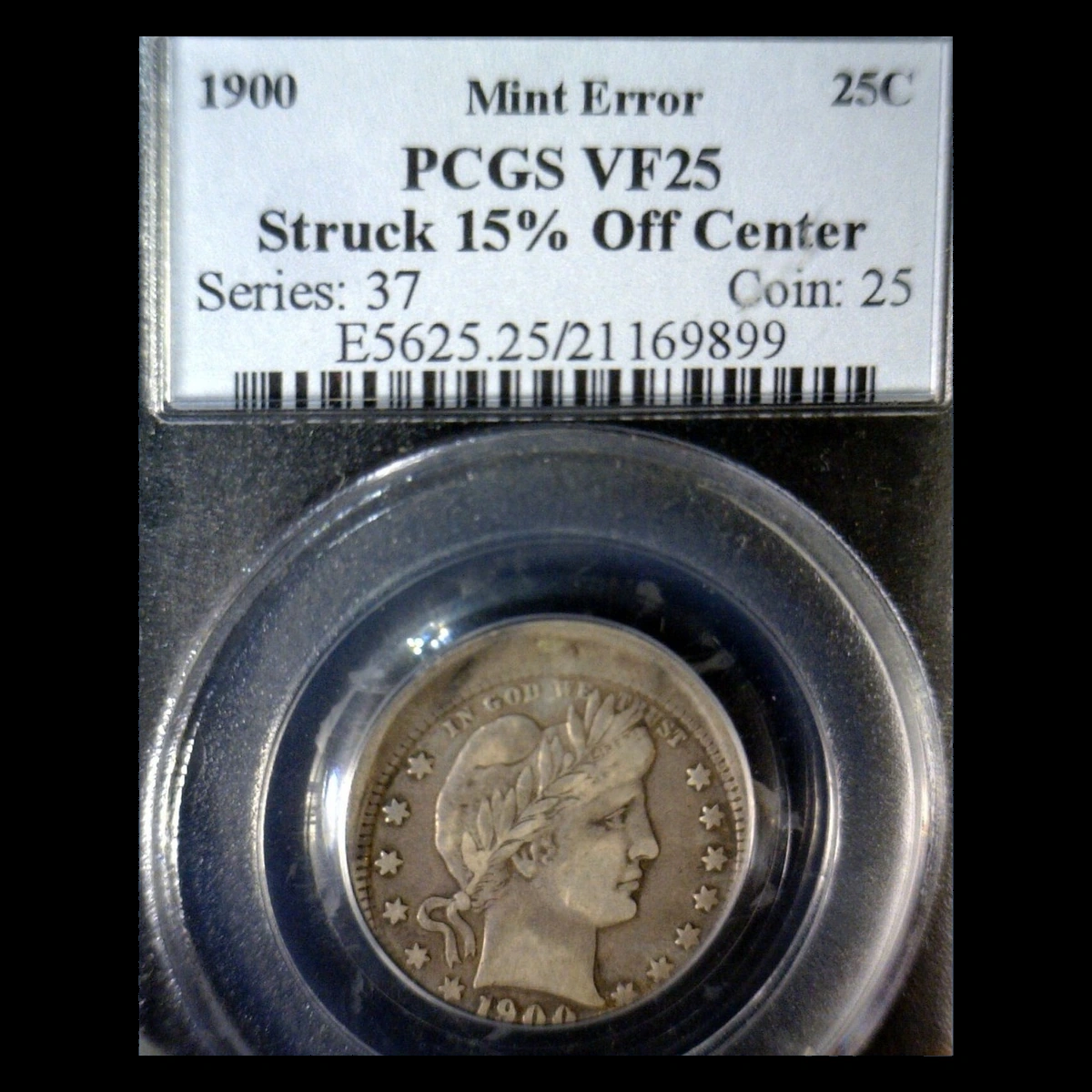 1900 Barber Quarter: Off-Center Strike