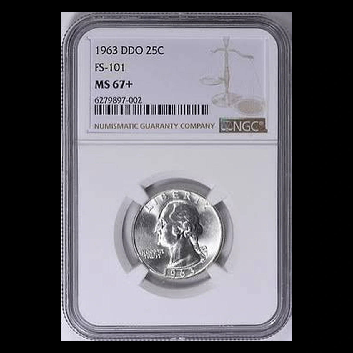 1963 Washington Quarter: Doubled Die Obverse