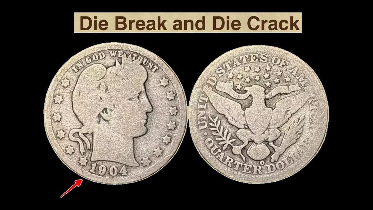 1904 Barber Quarter: Die Crack / Die Chip