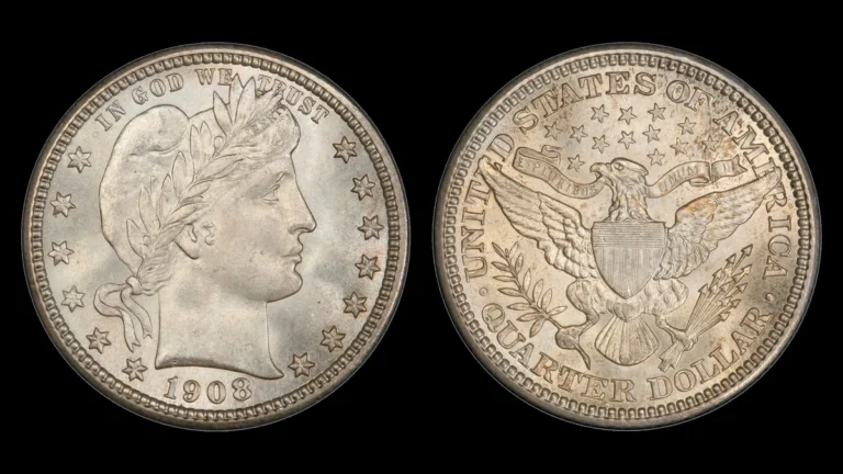 1908 Barber Quarter, obverse and reverse
