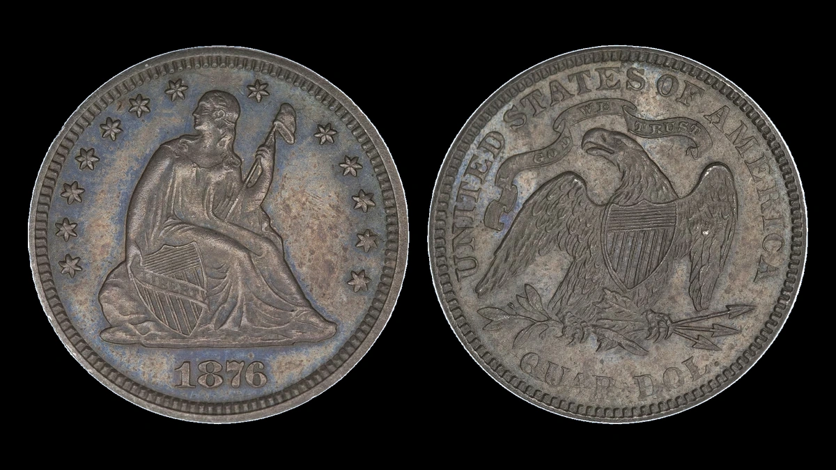 1876 Liberty Seated Quarter: Die Crack