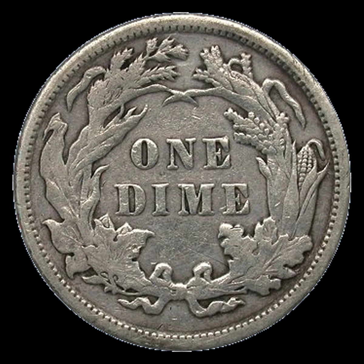 1890 Liberty Seated Dime: Clashed Dies