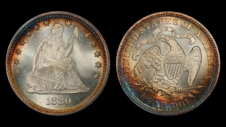 1880 Liberty Seated Quarter, obverse and reverse