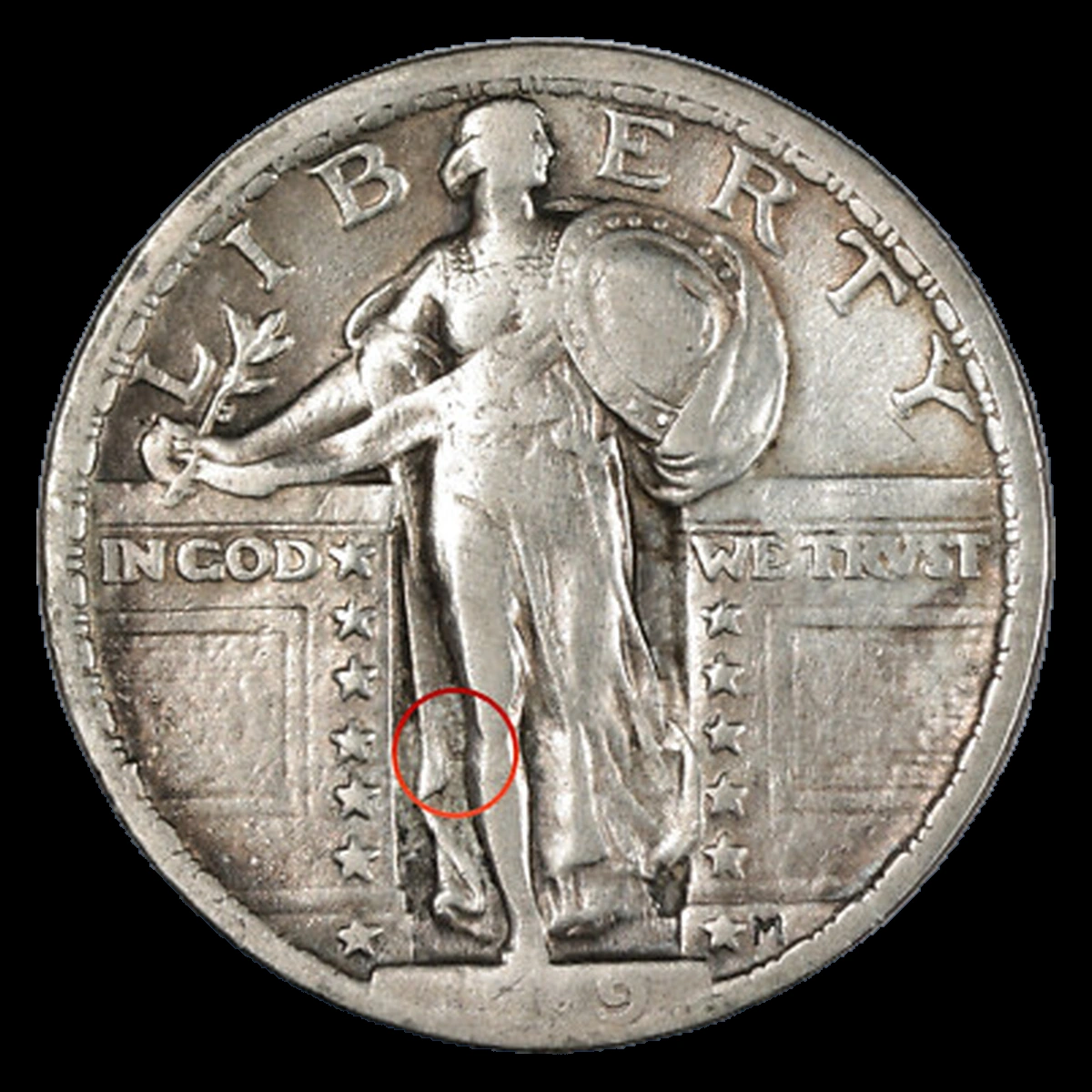 1919 Standing Liberty Quarter: Clashed Dies