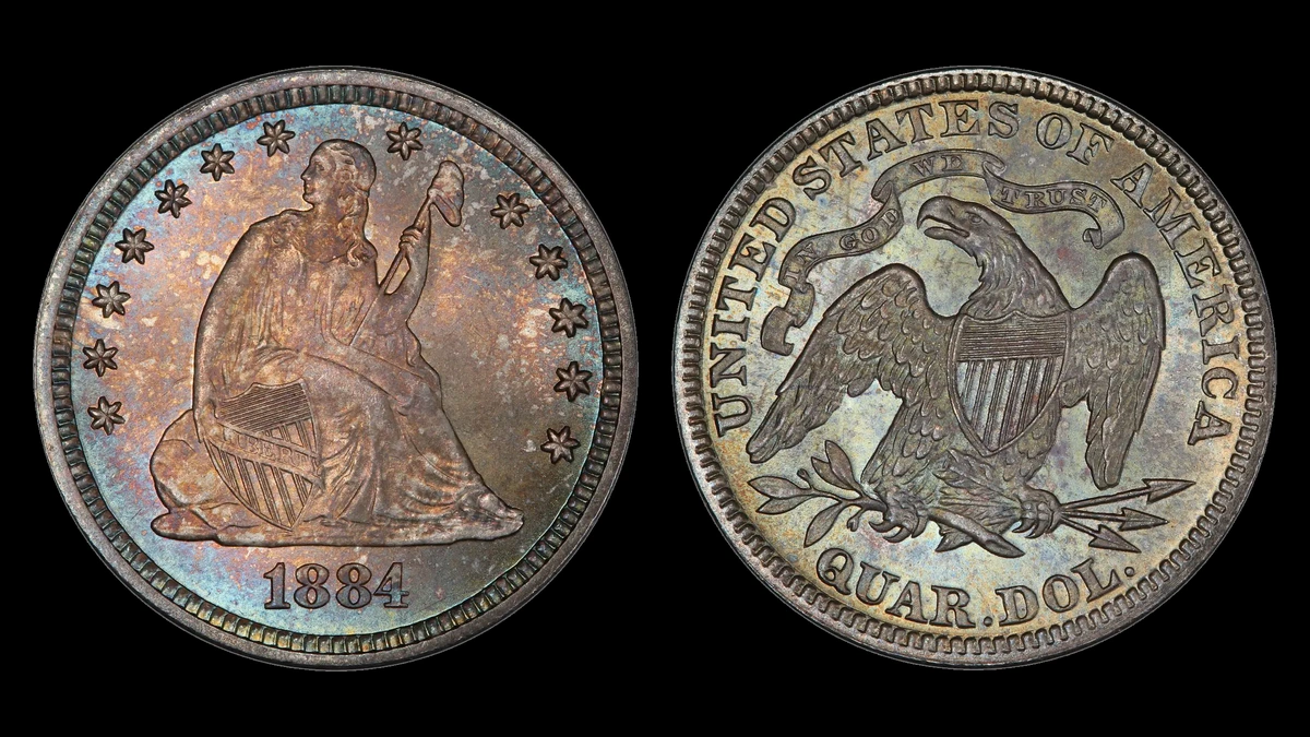 1884 Liberty Seated Quarter, obverse and reverse